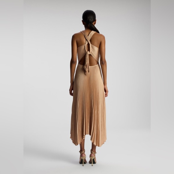 A.L.C. Athena II Halter Satin Pleated Dress, Size 2, BRAND NEW, $695 - Picture 4 of 12